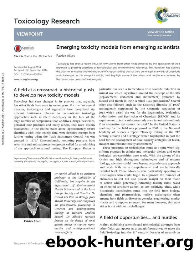 Emerging toxicity models from emerging scientists by Patrick Allard