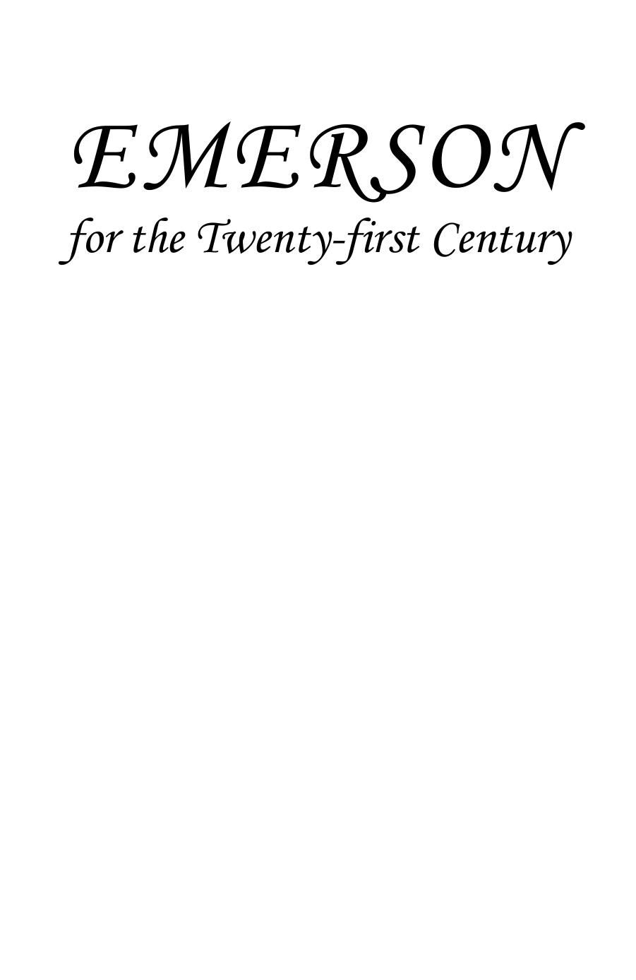 Emerson for the Twenty-First Century by Barry Tharaud