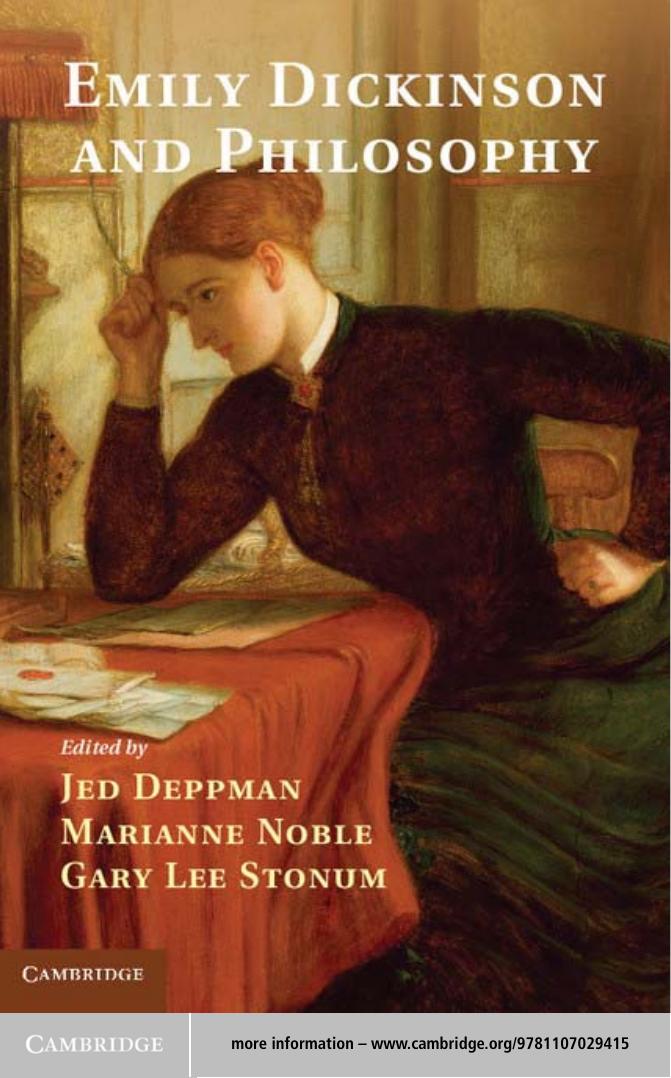 Emily Dickinson and philosophy by Deppman Jed; Dickinson Emily; Noble Marianne; Stonum Gary Lee; Dickinson Emily