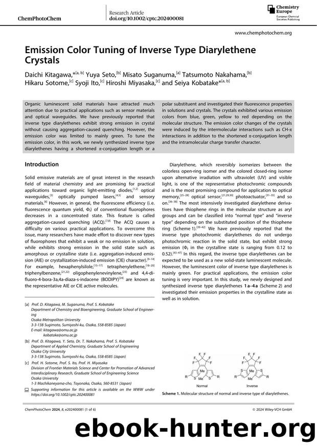 Emission Color Tuning of Inverse Type Diarylethene Crystals by Unknown