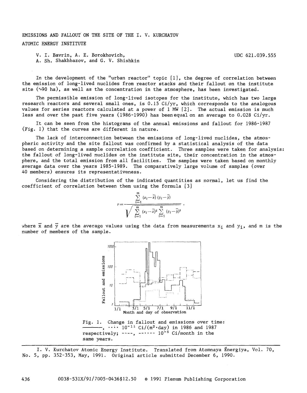 Emissions and fallout on the site of the I. V. Kurchatov Atomic Energy Institute by Unknown