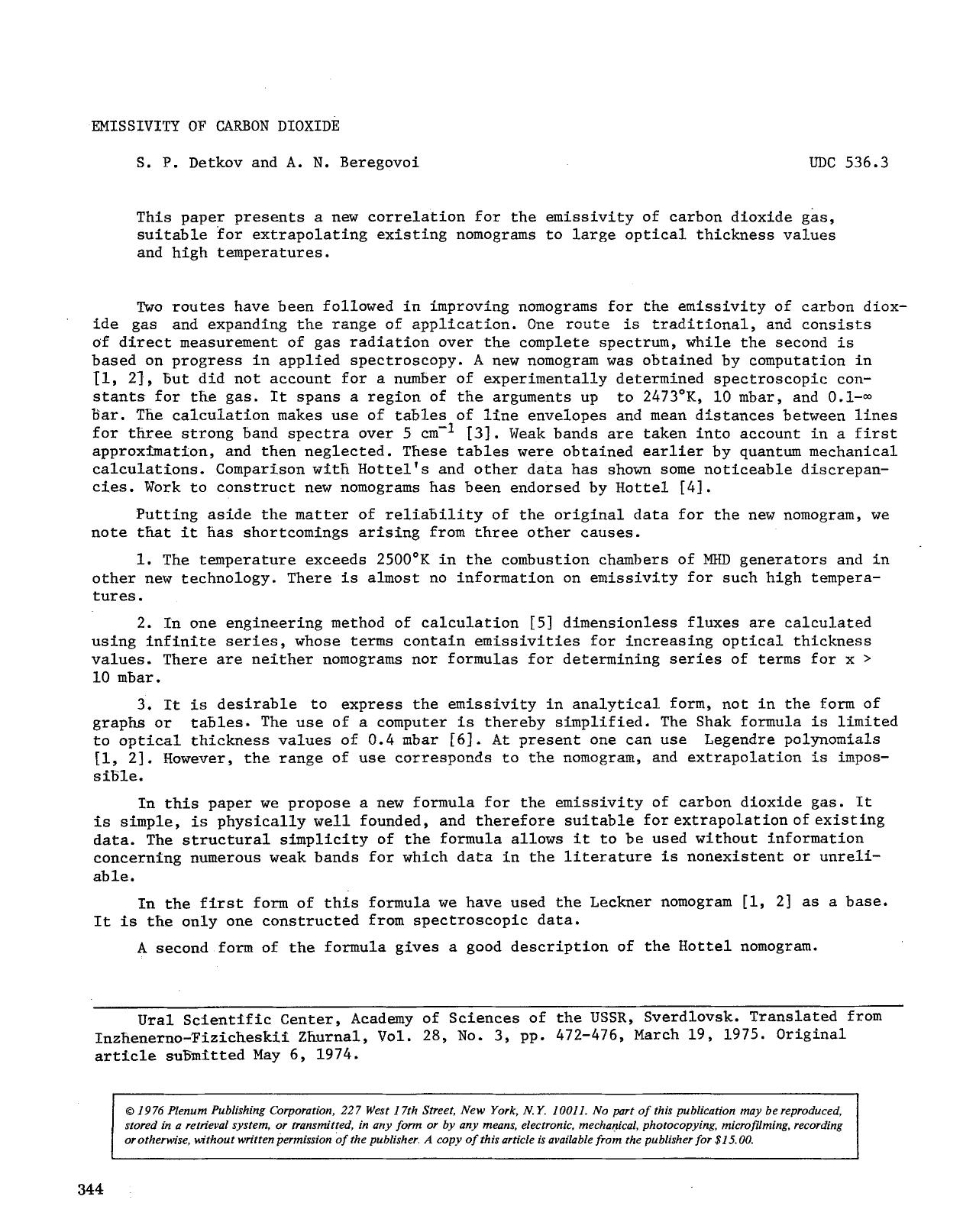 Emissivity of carbon dioxide by Unknown