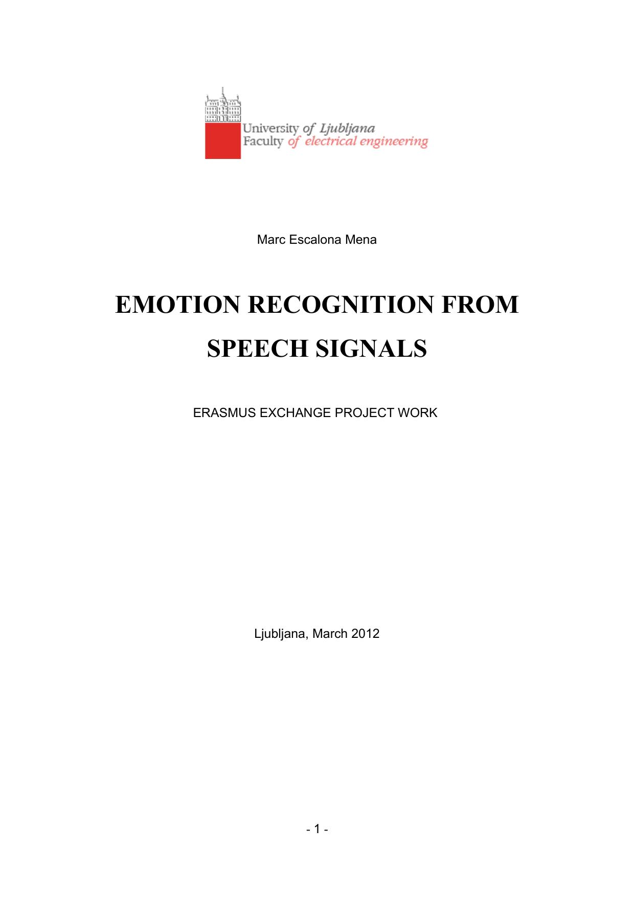 Emotion Recognition from Speech Signals by Mena M.E