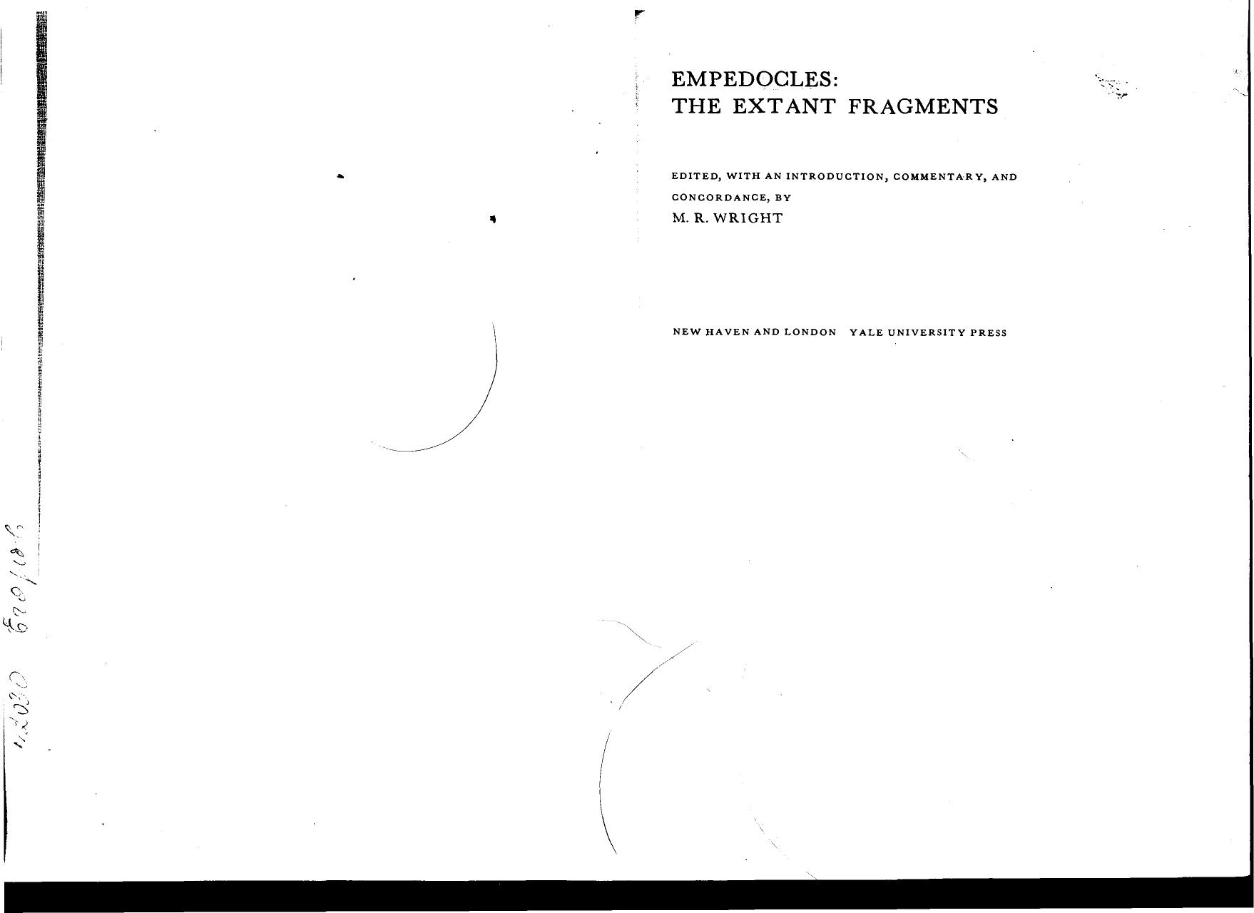 Empedocles: The Extant Fragments by M. R. Wright