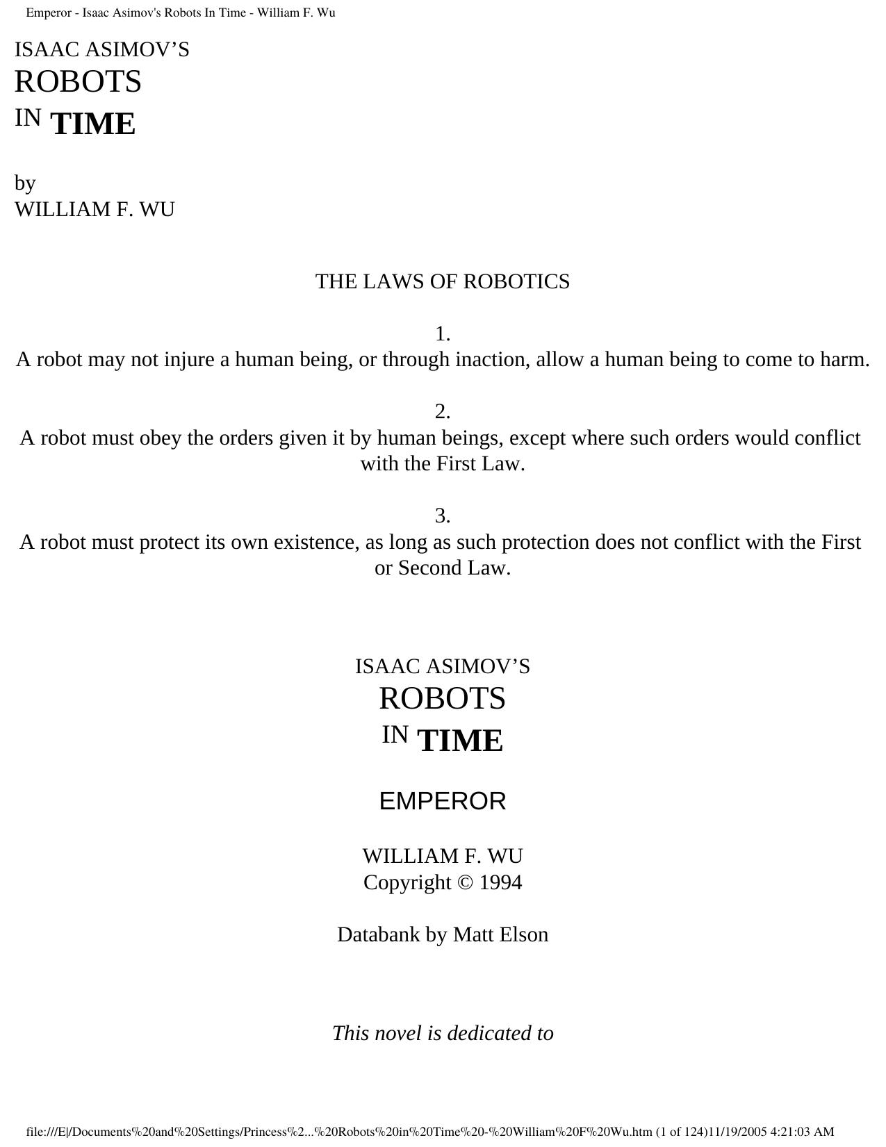 Emperor - Isaac Asimov's Robots In Time - William F. Wu by William F Wu