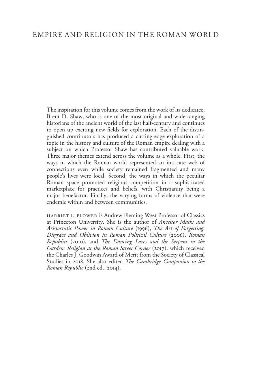 Empire and Religion in the Roman World by Harriet I. Flower