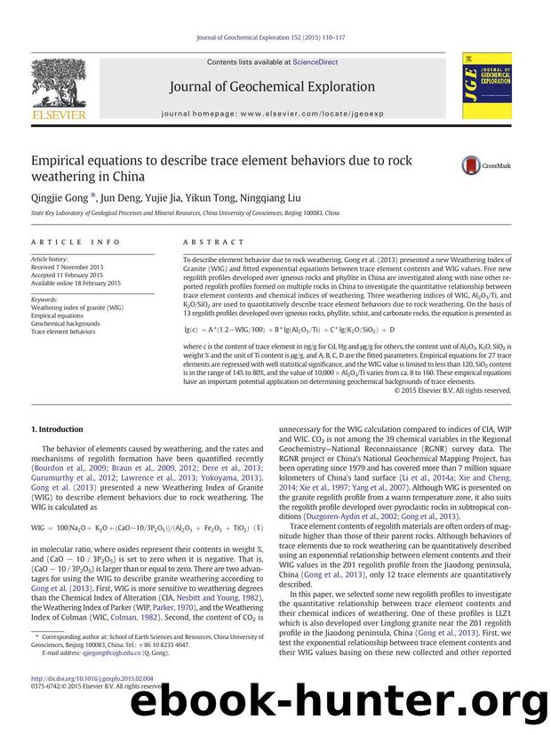 Empirical equations to describe trace element behaviors due to rock weathering in China by Qingjie Gong & Jun Deng & Yujie Jia & Yikun Tong & Ningqiang Liu