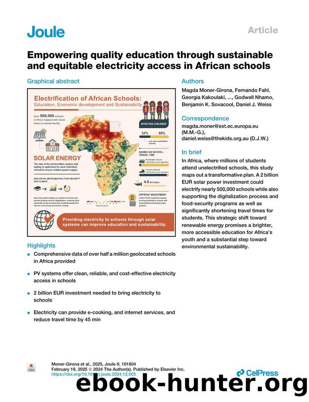 Empowering quality education through sustainable and equitable electricity access in African schools by unknow