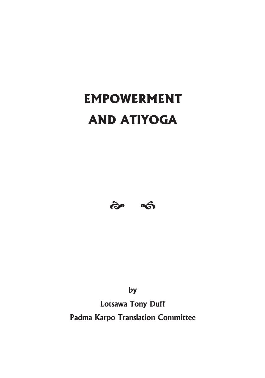 Empowerment and Ati Yoga by Tony Duff