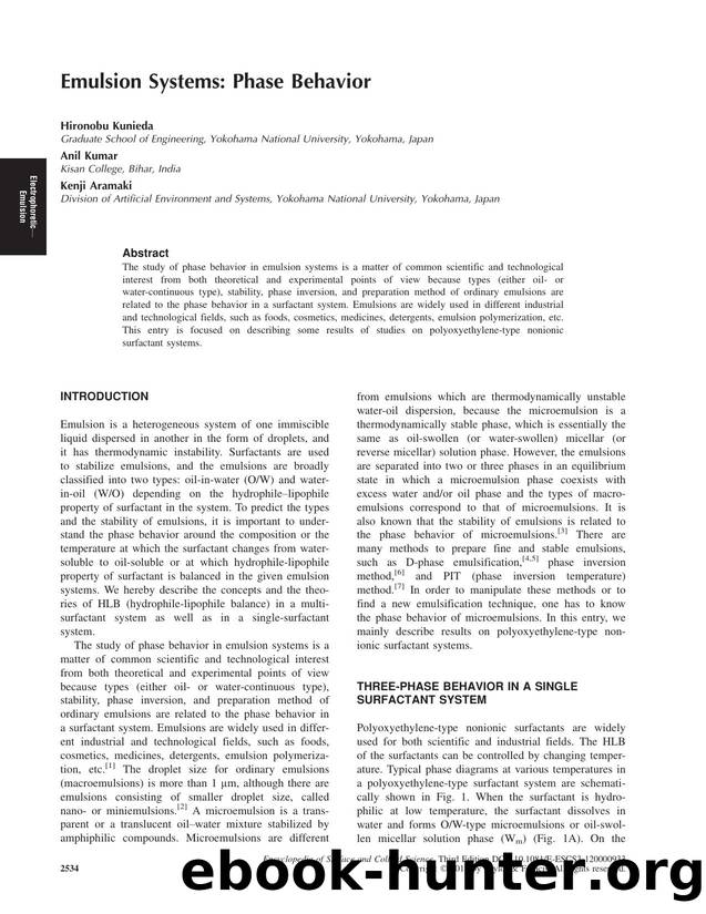 Emulsion Systems: Phase Behavior by Hironobu Kunieda Anil Kumar & Kenji Aramaki