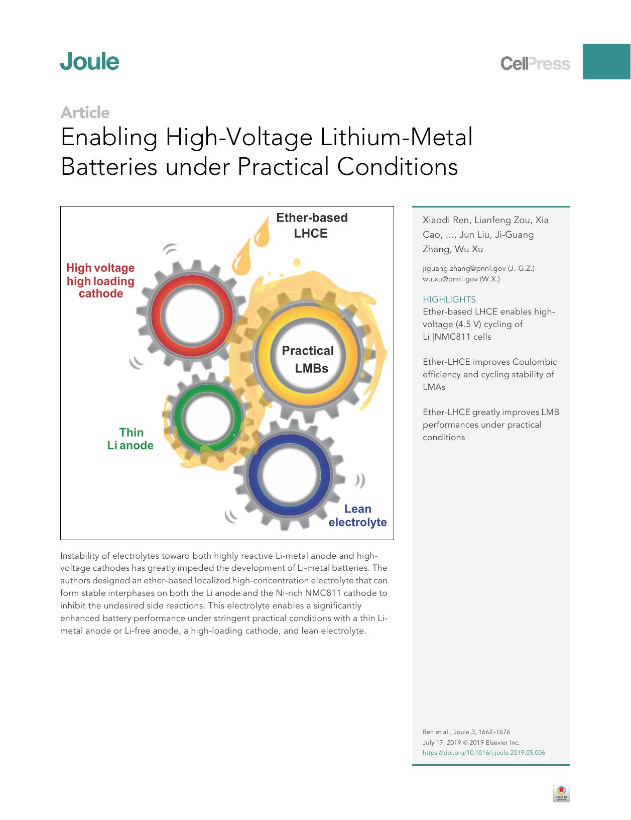 Enabling High-Voltage Lithium-Metal Batteries under Practical Conditions by unknow