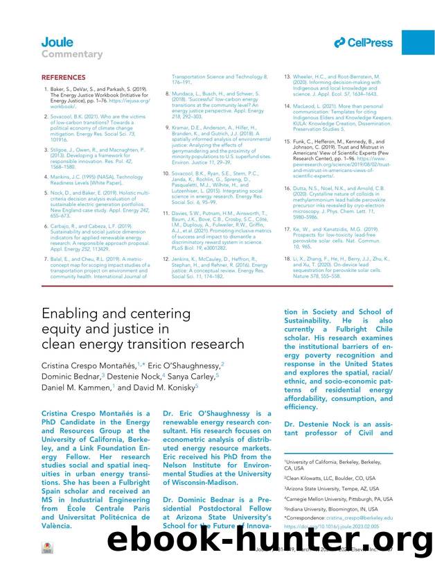 Enabling and centering equity and justice in clean energy transition research by unknow