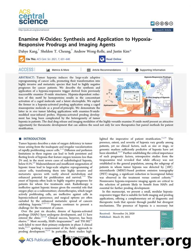 Enamine NâOxides: Synthesis and Application to Hypoxia-Responsive Prodrugs and Imaging Agents by unknow