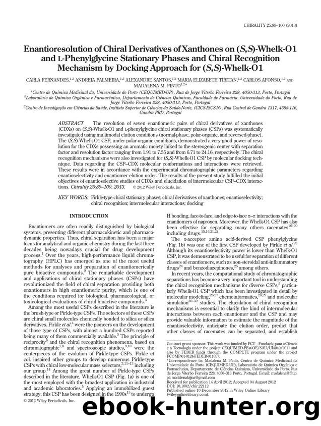 Enantioresolution of Chiral Derivatives of Xanthones on (S,S)-Whelk-O1 and L-Phenylglycine Stationary Phases and Chiral Recognition Mechanism by Docking Approach for (S,S)-Whelk-O1 by Unknown