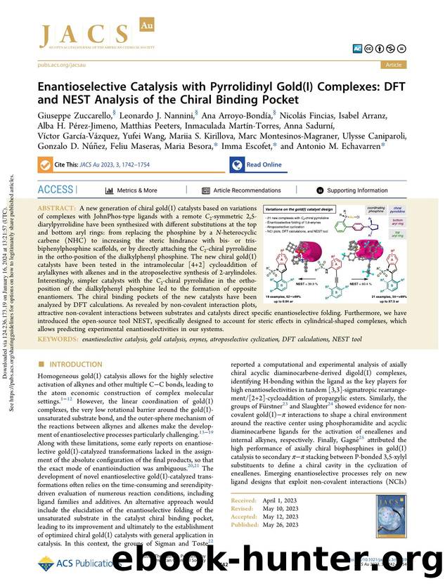 Enantioselective Catalysis with Pyrrolidinyl Gold(I) Complexes: DFT and NEST Analysis of the Chiral Binding Pocket by unknow