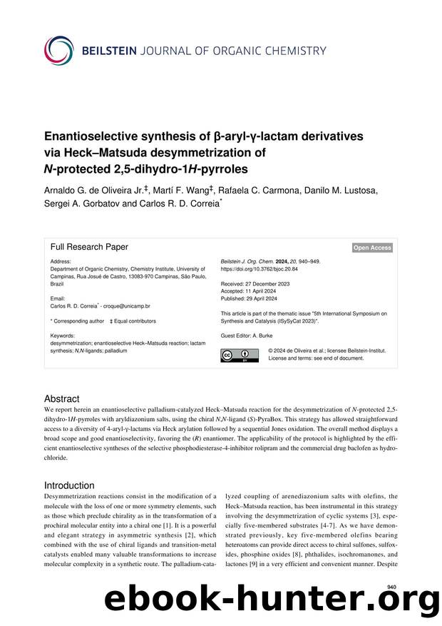 Enantioselective synthesis of Î²-aryl-Î³-lactam derivatives via HeckâMatsuda desymmetrization of N-protected 2,5-dihydro-1H-pyrroles by unknow