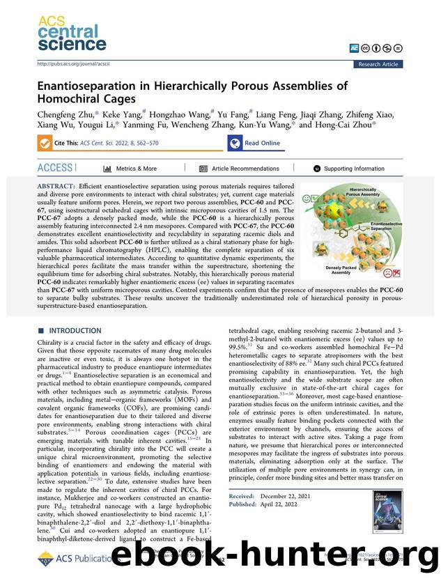 Enantioseparation in Hierarchically Porous Assemblies of Homochiral Cages by unknow