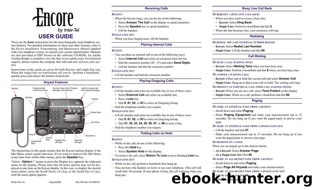 Encore User Guide by Inter-Tel Inc