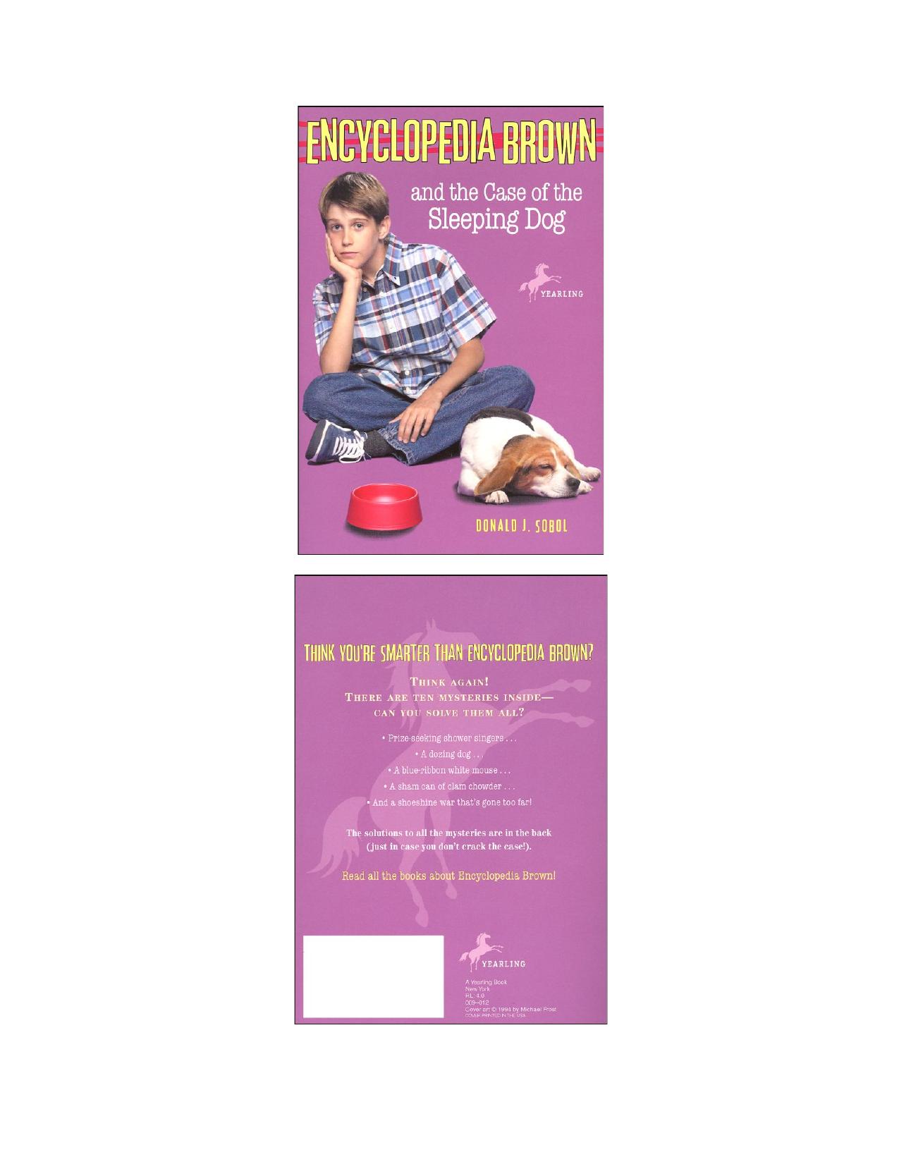 Encyclopedia Brown and the Case of the Sleeping Dog by Sobol Donald J