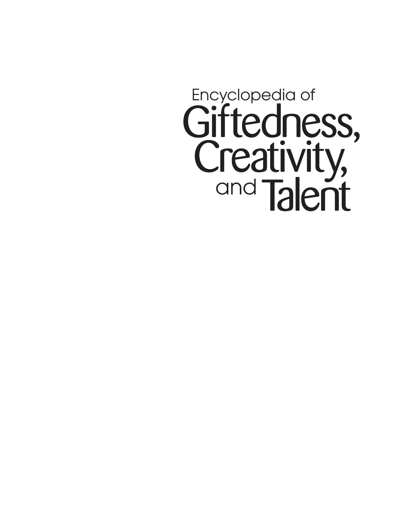 Encyclopedia Of Creativity, Giftedness And Talent by Unknown