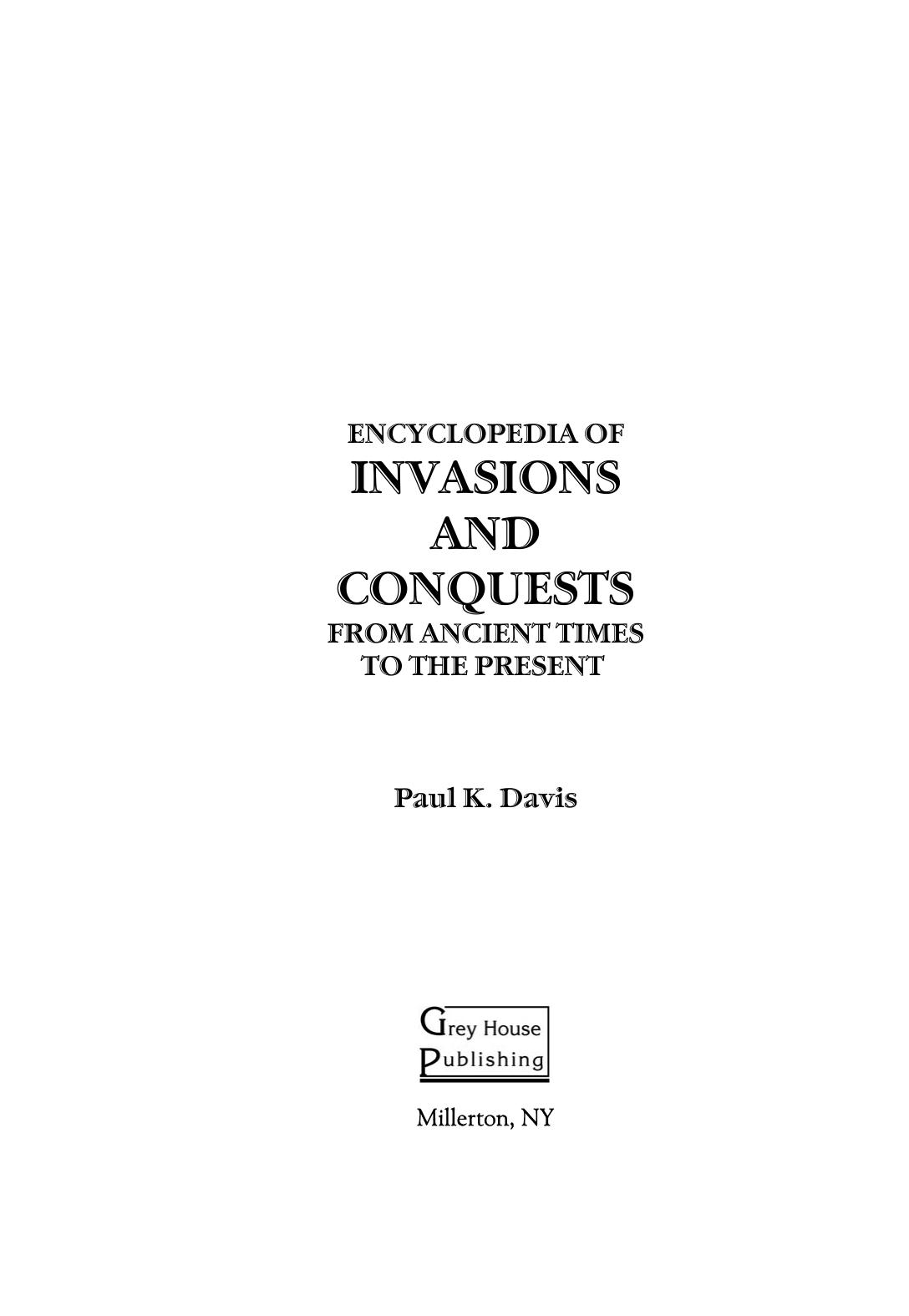 Encyclopedia Of Invasions And Conquests by Unknown