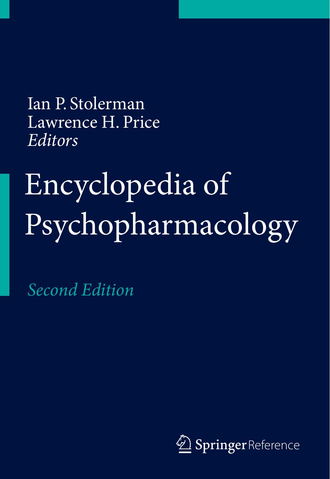 Encyclopedia Of Psychopharmacology Ed 2 by Unknown