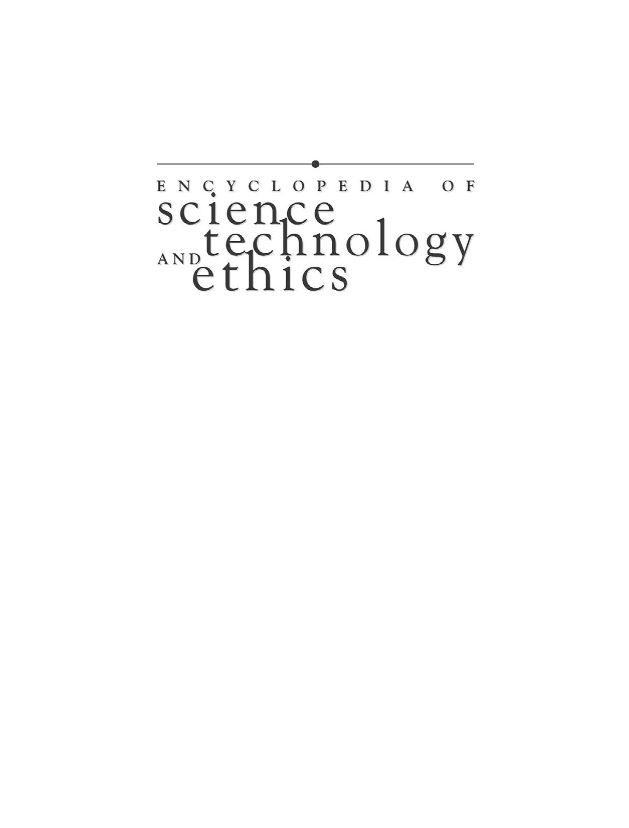 Encyclopedia Of Science Technology And Ethics Vol 4 by Unknown