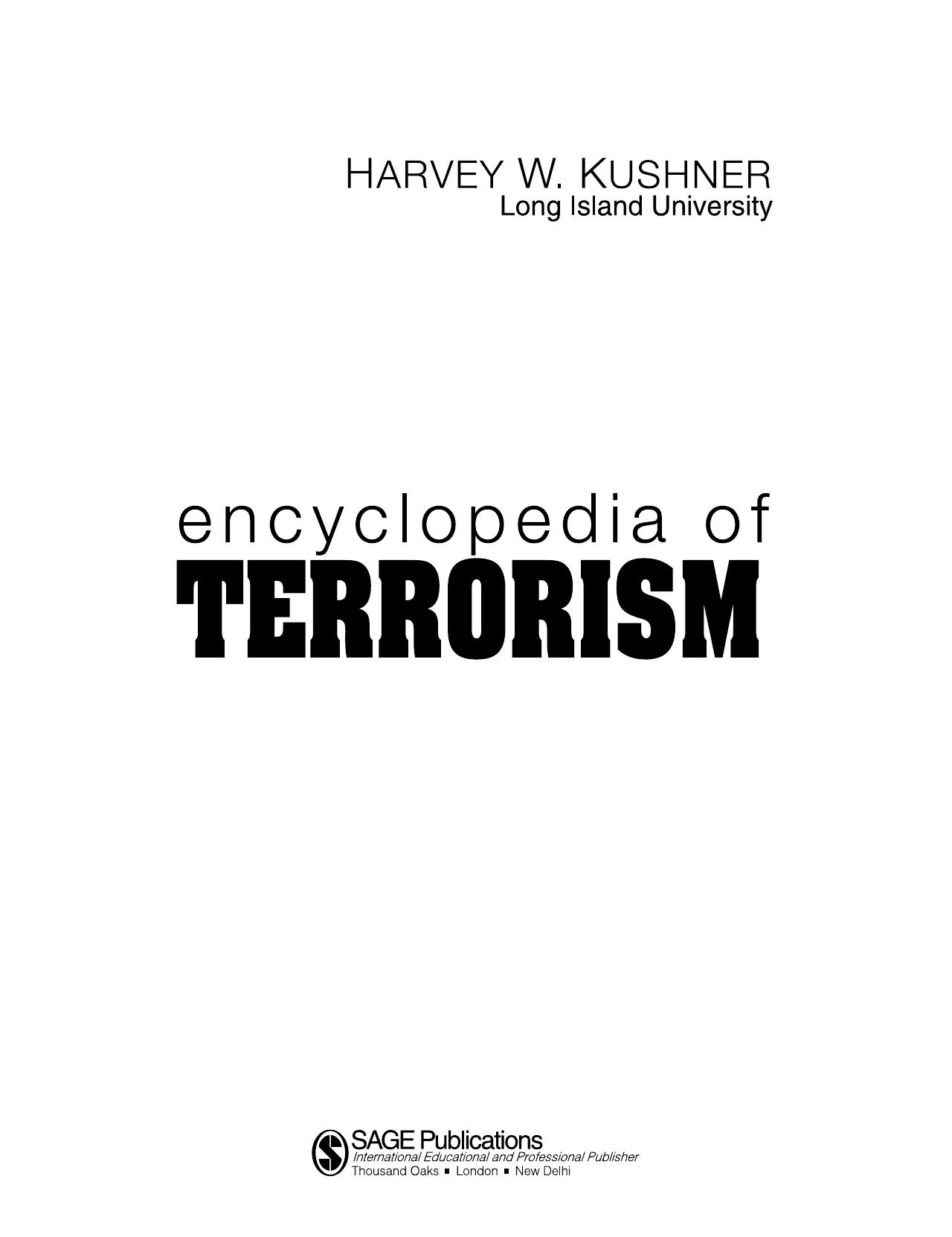 Encyclopedia Of Terrorism by Unknown
