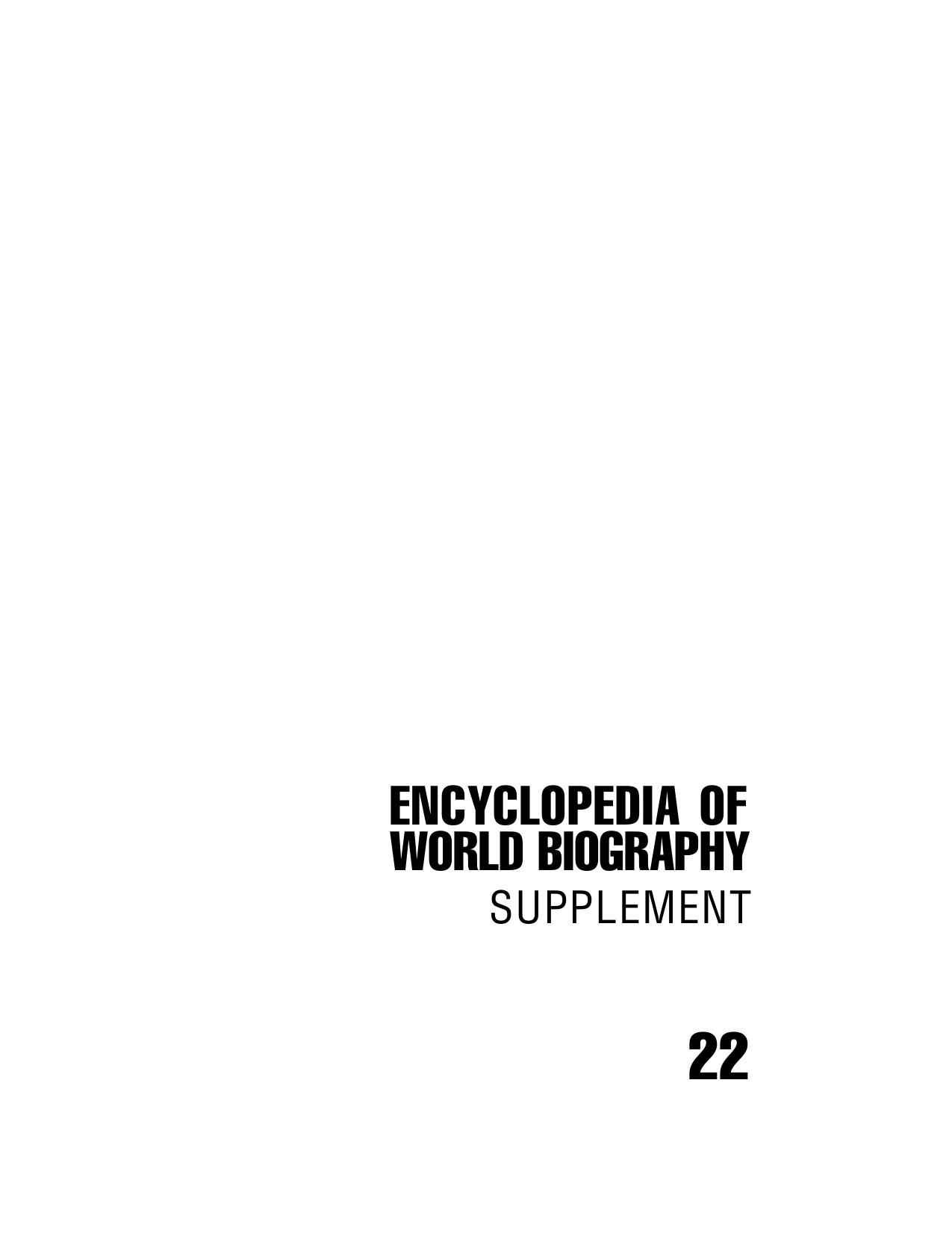 Encyclopedia Of World Biography Vol 22 Supplement by Unknown