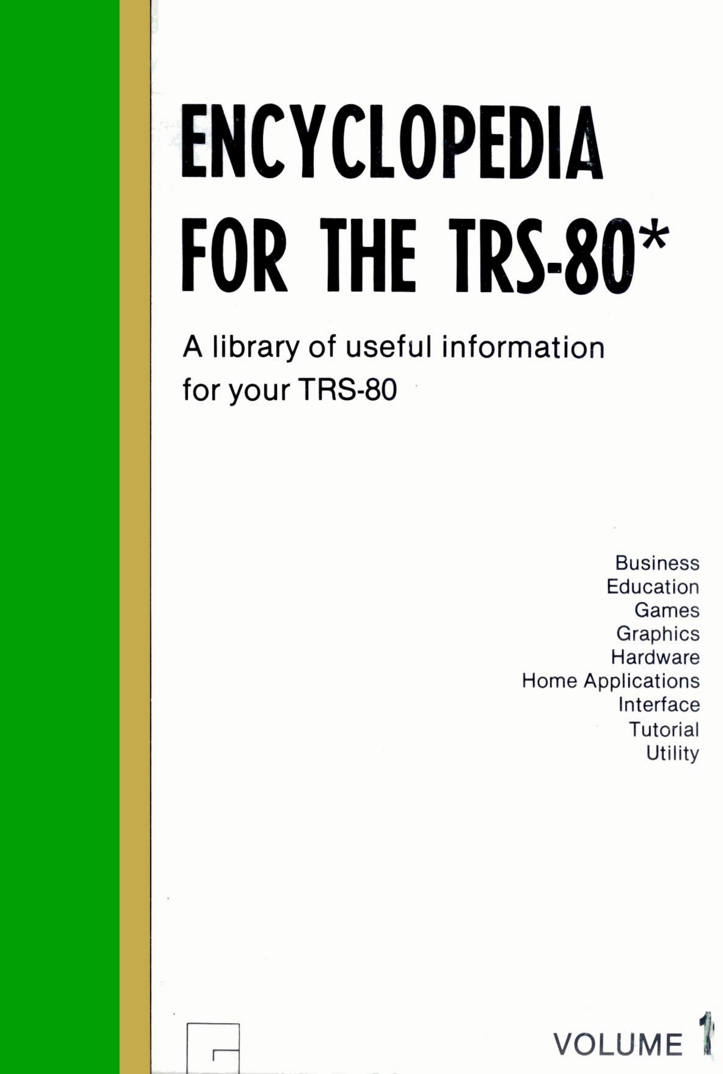 Encyclopedia for the TRS-80 Vol 1 (1981)(Wayne Green Inc)(pdf) by Scanned: Ira Goldklang