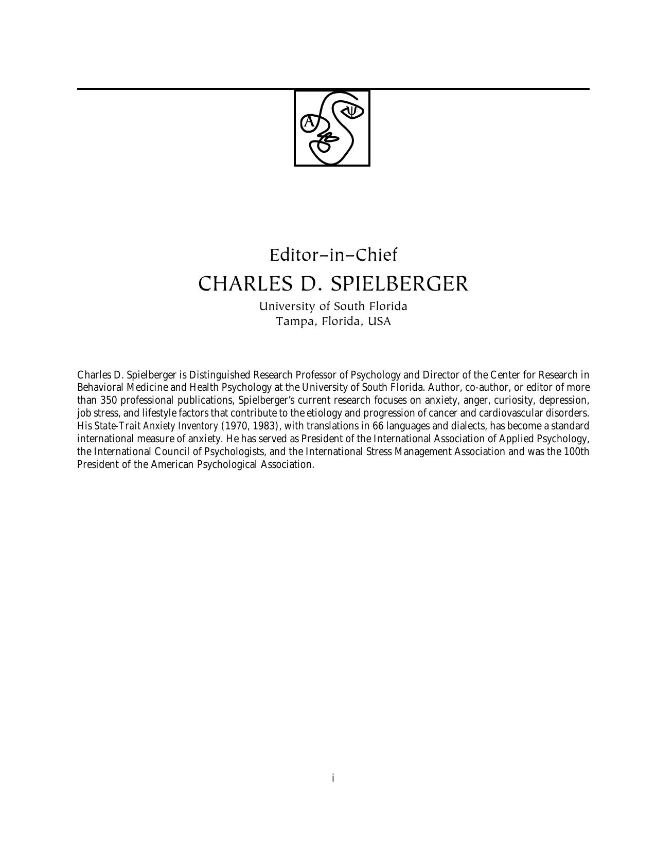 Encyclopedia of Applied Psychology by Unknown