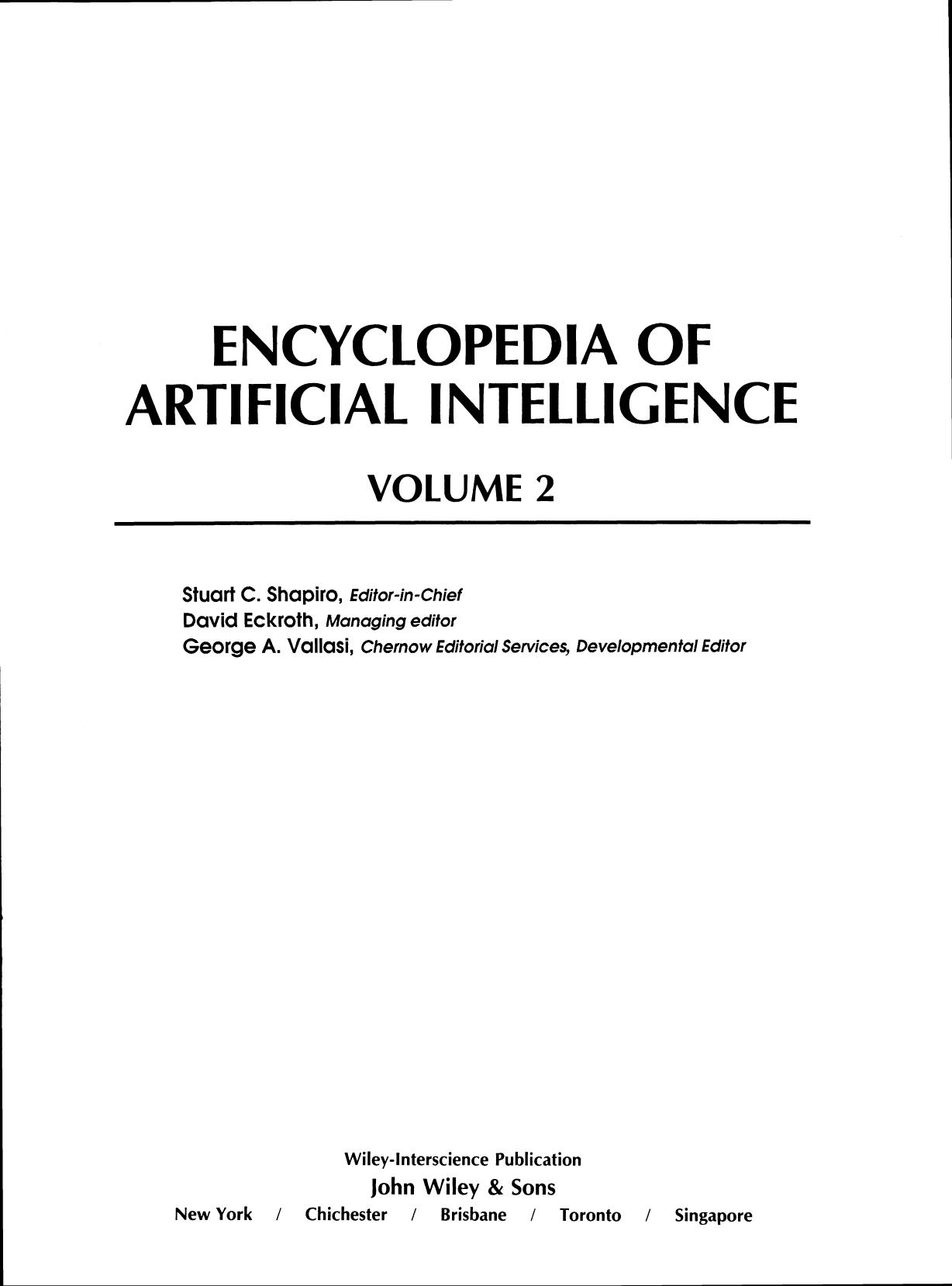 Encyclopedia of Artificial Intelligence: O-Z and Index by Stuart C. Shapiro