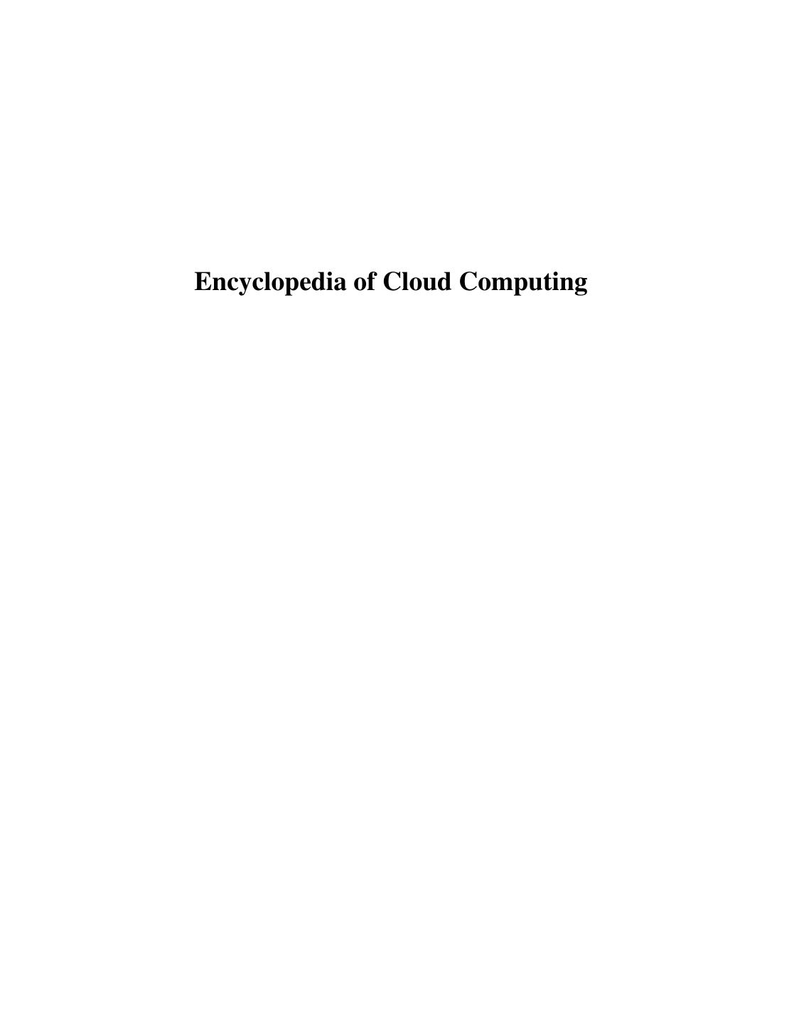 Encyclopedia of Cloud Computing by Unknown