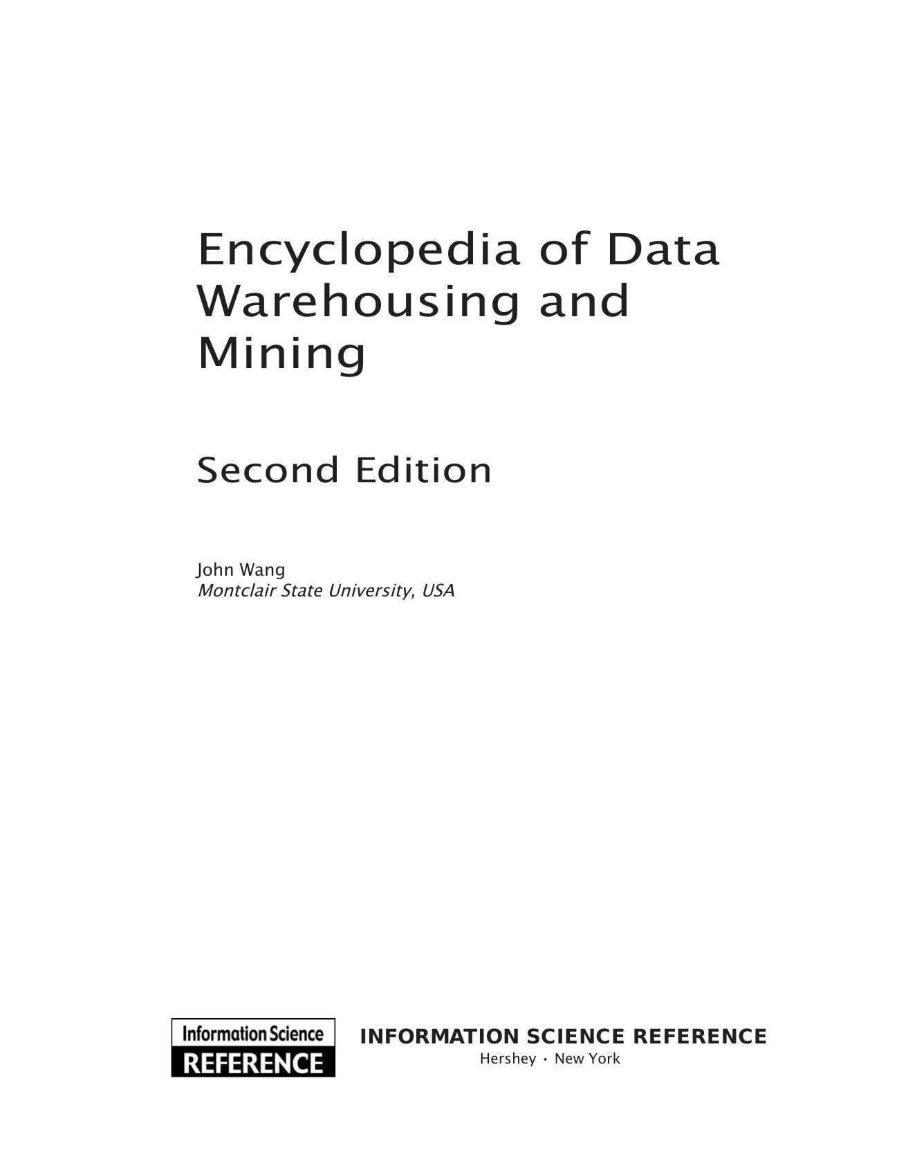 Encyclopedia of Data Warehousing and Mining by Unknown