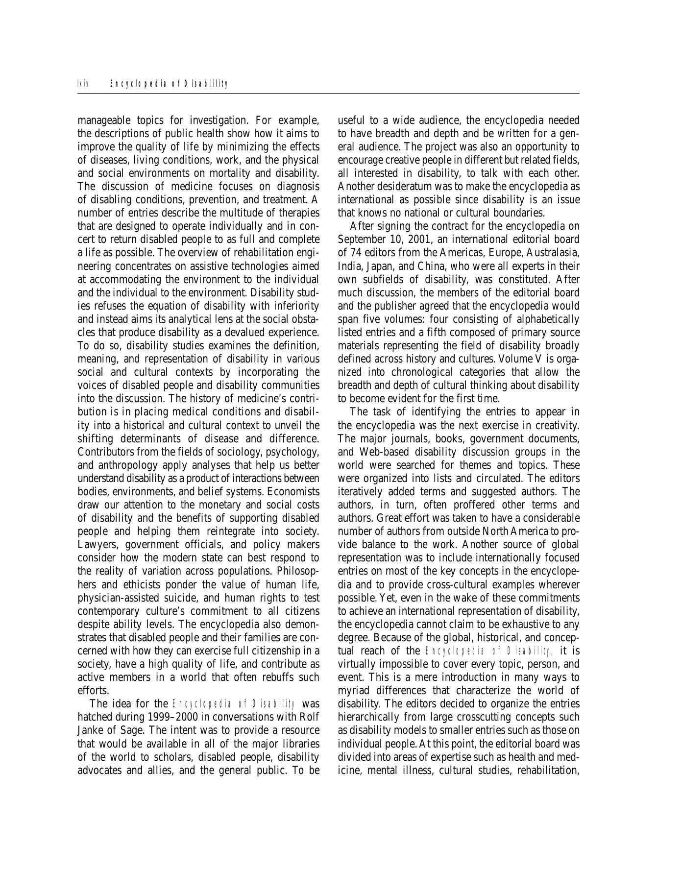 Encyclopedia of Disability by Unknown