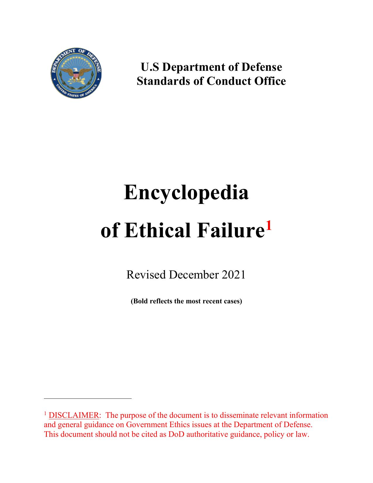 Encyclopedia of Ethical Failure by US