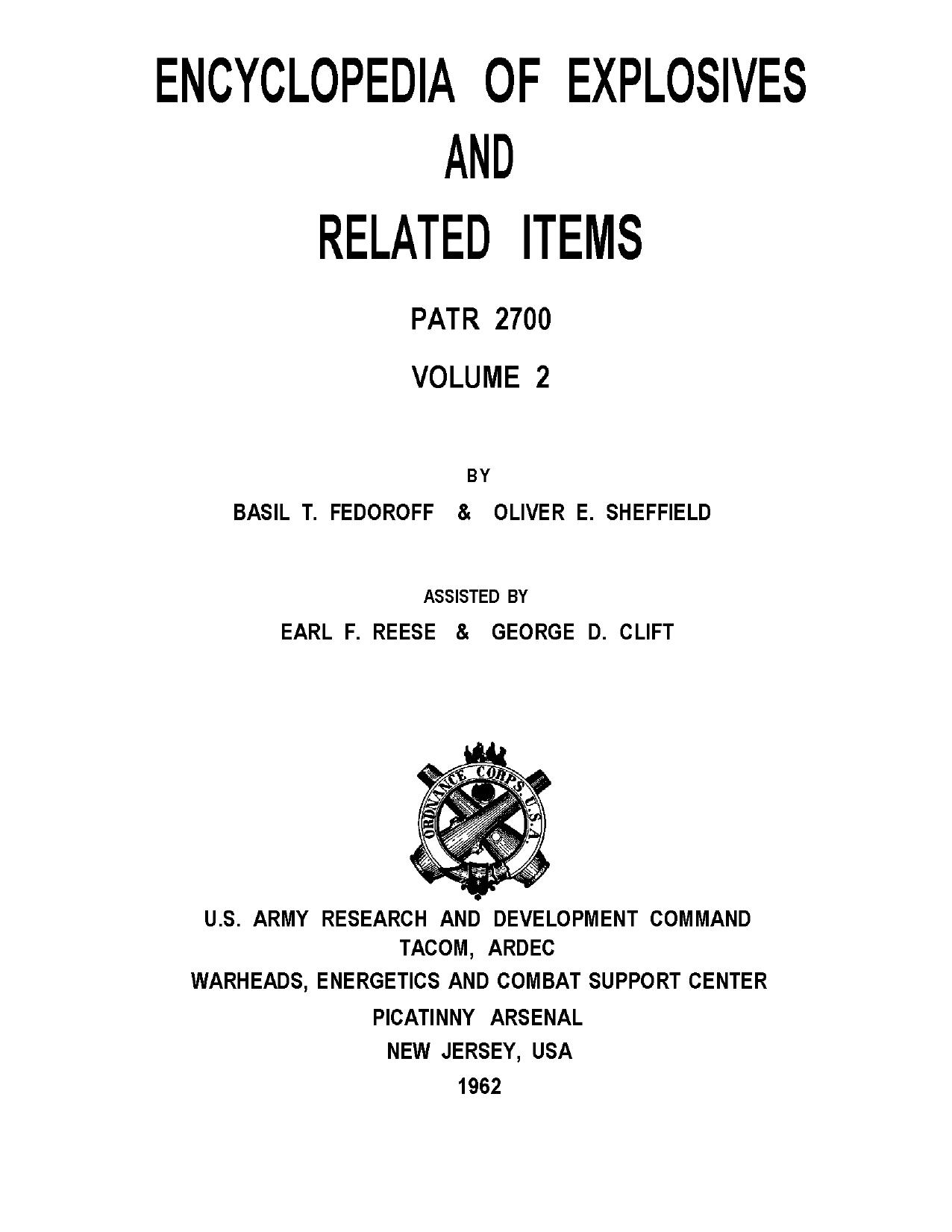 Encyclopedia of Explosives and Related Items - Fedoroff - Vol 2 of 10 by B to C