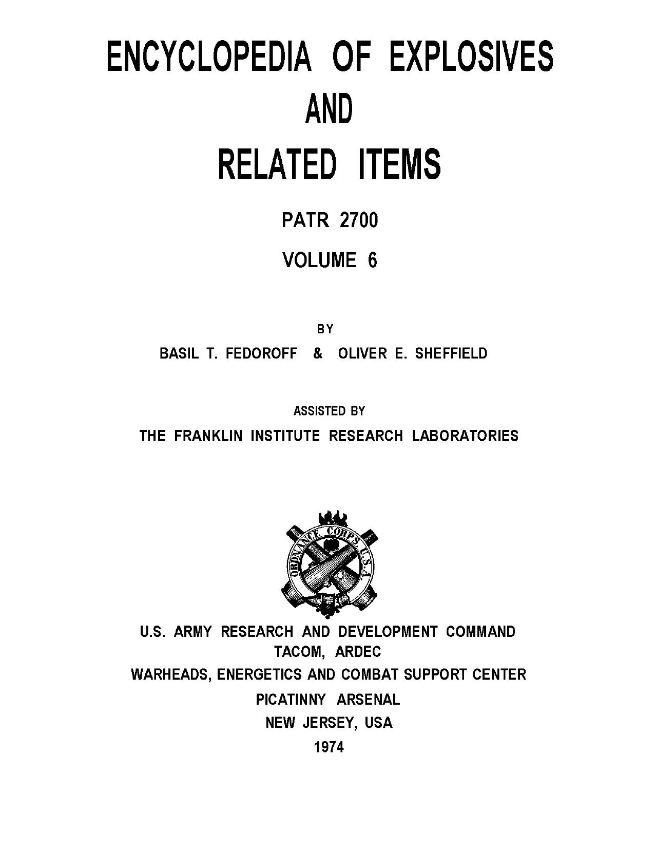 Encyclopedia of Explosives and Related Items - Fedoroff - Vol 6 of 10 by E (cont) to G