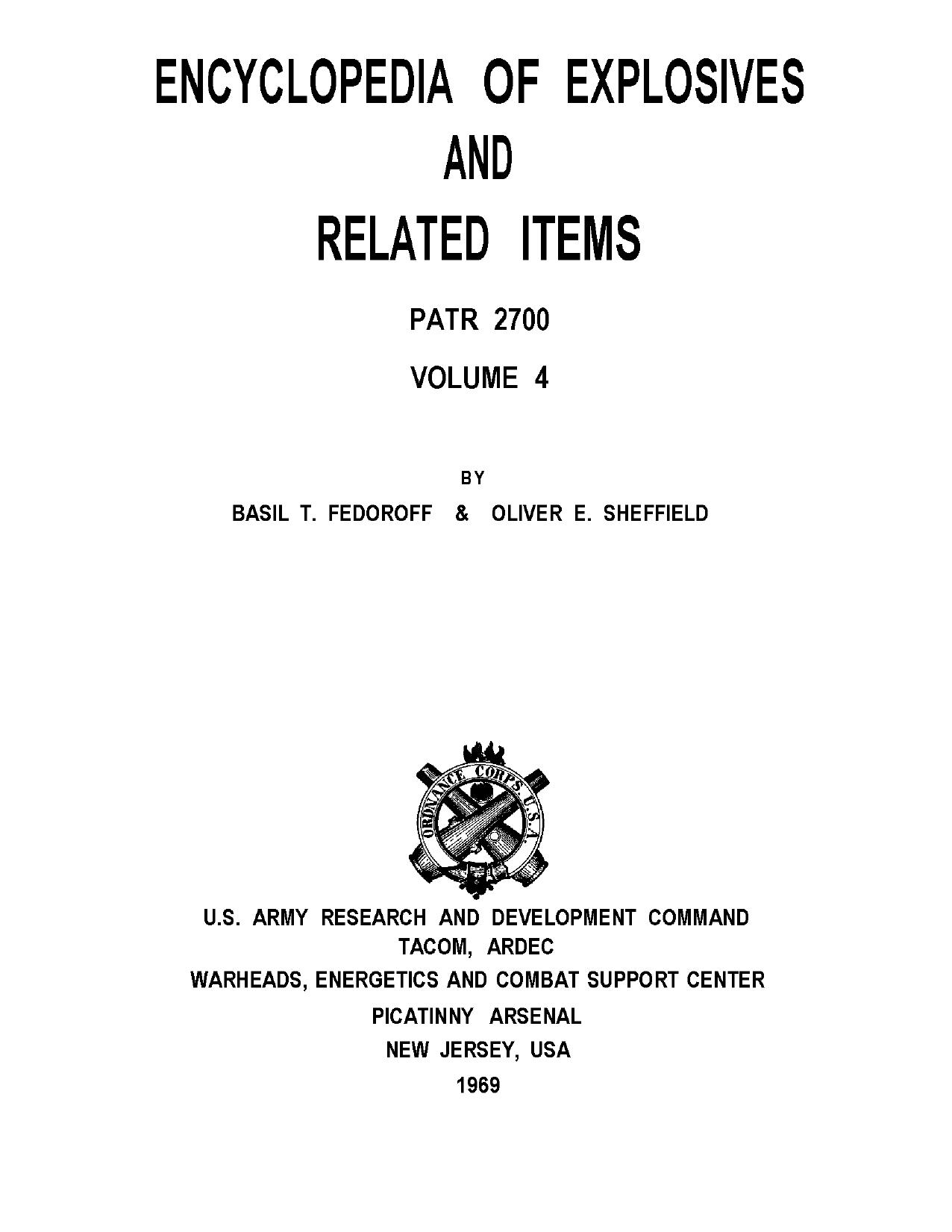 Encyclopedia of Explosives and related Items B.T.Fedorff D IV by Unknown