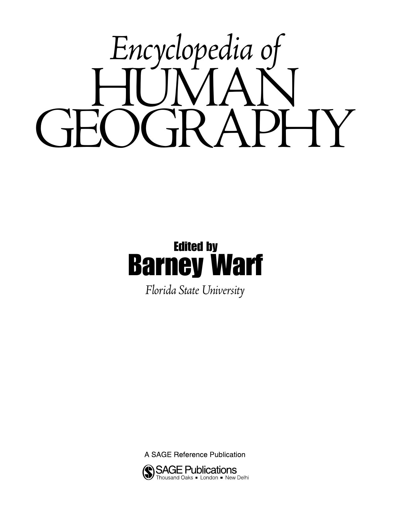 Encyclopedia of Human Geography by Unknown