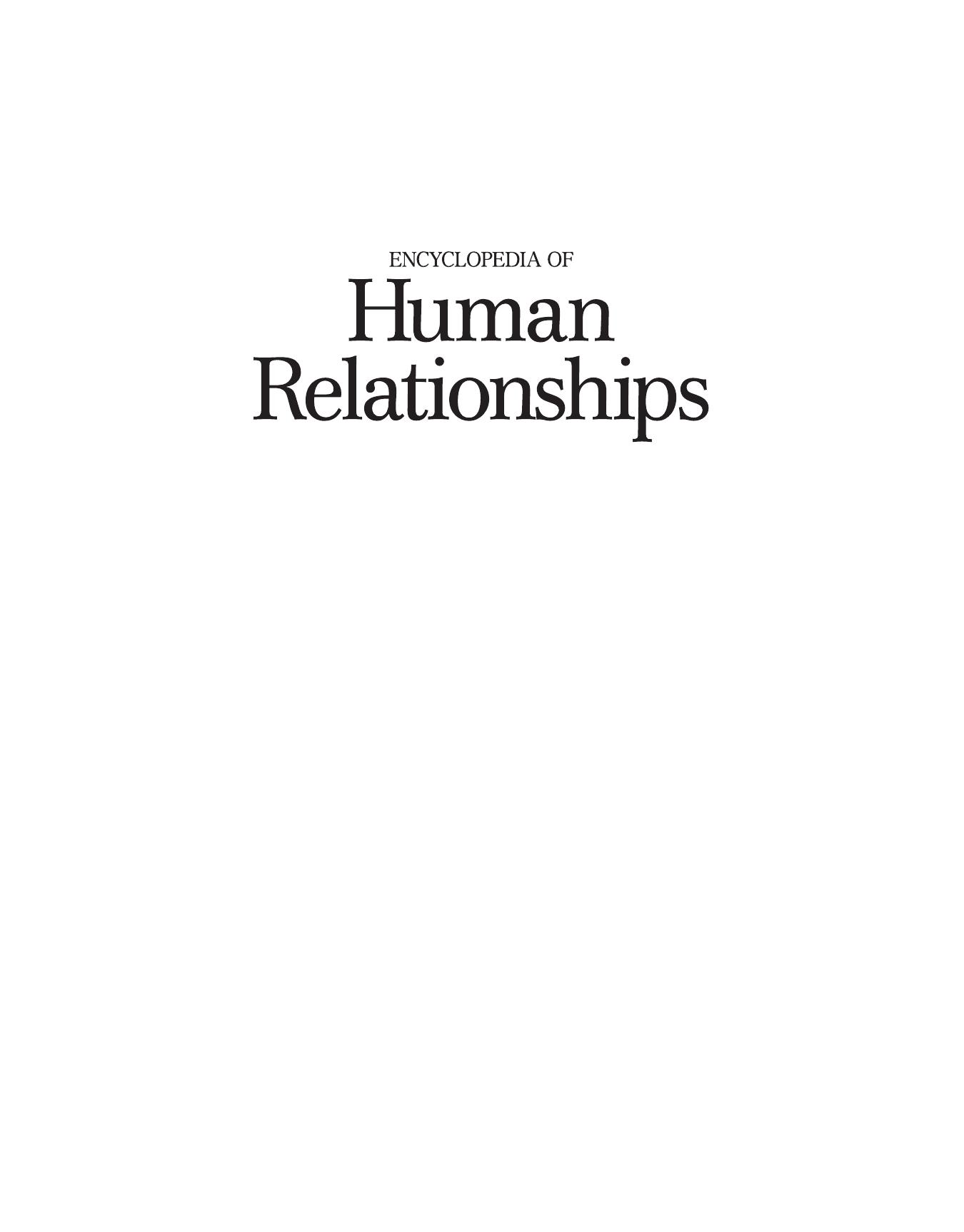 Encyclopedia of Human Relationships by Reis Sprecher
