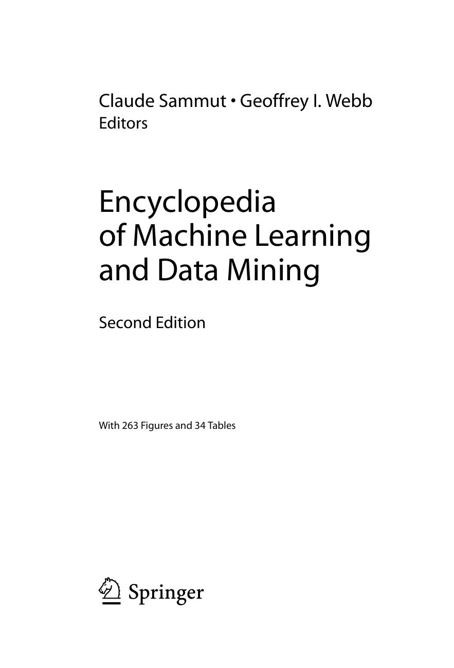 Encyclopedia of Machine Learning and Data Mining Second Edition by Unknown