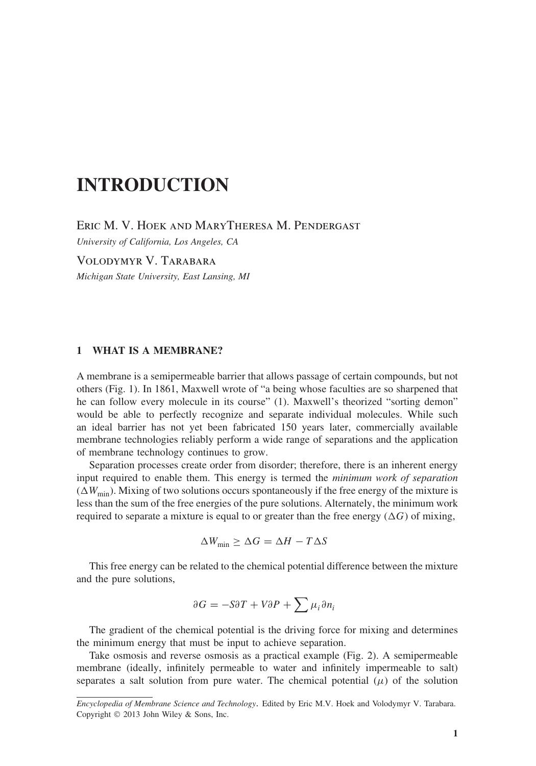 Encyclopedia of Membrane Science and Technology by Unknow