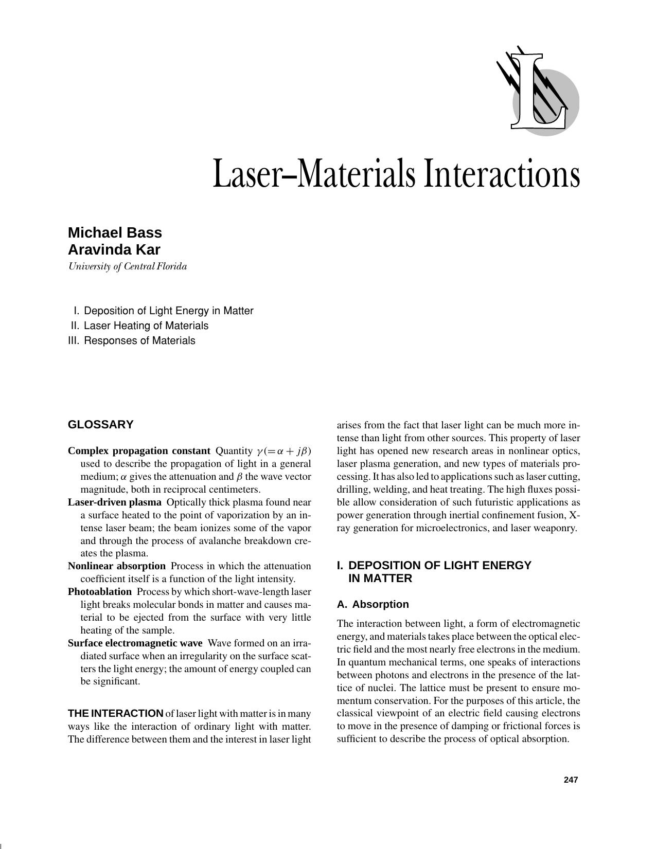 Encyclopedia of Physical Science and Technology by Lasers & Masers
