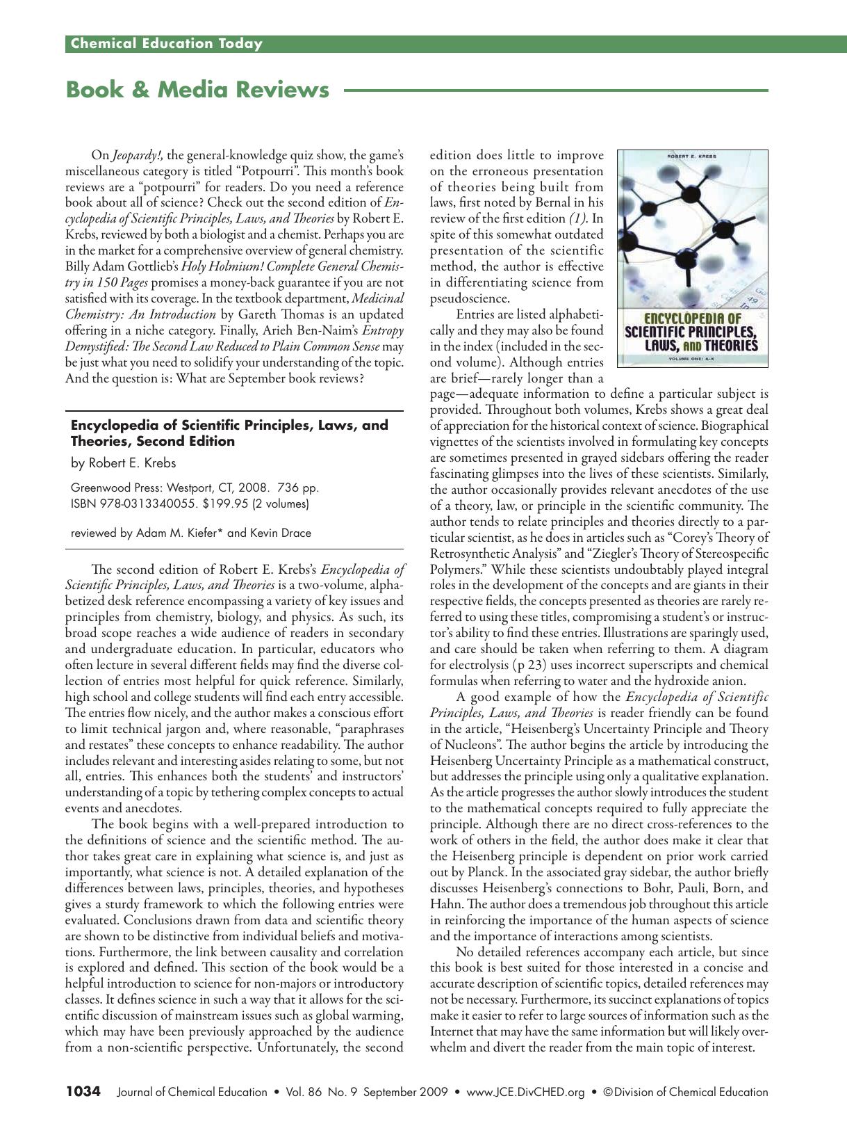 Encyclopedia of Scientific Principles, Laws, and Theories, Second Edition (Robert E. Krebs) by Adam M. Kiefer and Kevin Drace