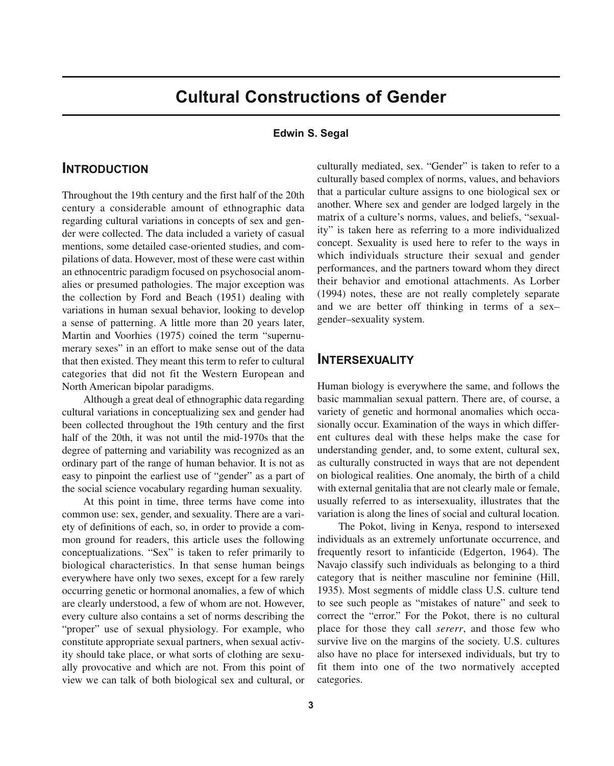 Encyclopedia of Sex and Gender: Men and Women in the World's Cultures Volume I: Topics and Cultures A-K Volume II: Cultures L-Z by Edwin S. Segal (auth.) Carol R. Ember Melvin Ember (eds.)