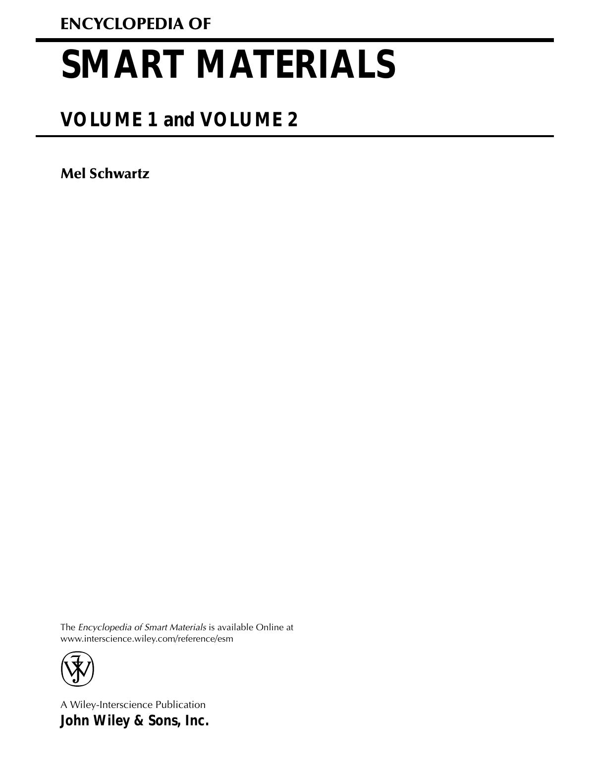 Encyclopedia of Smart Materials by Unknown