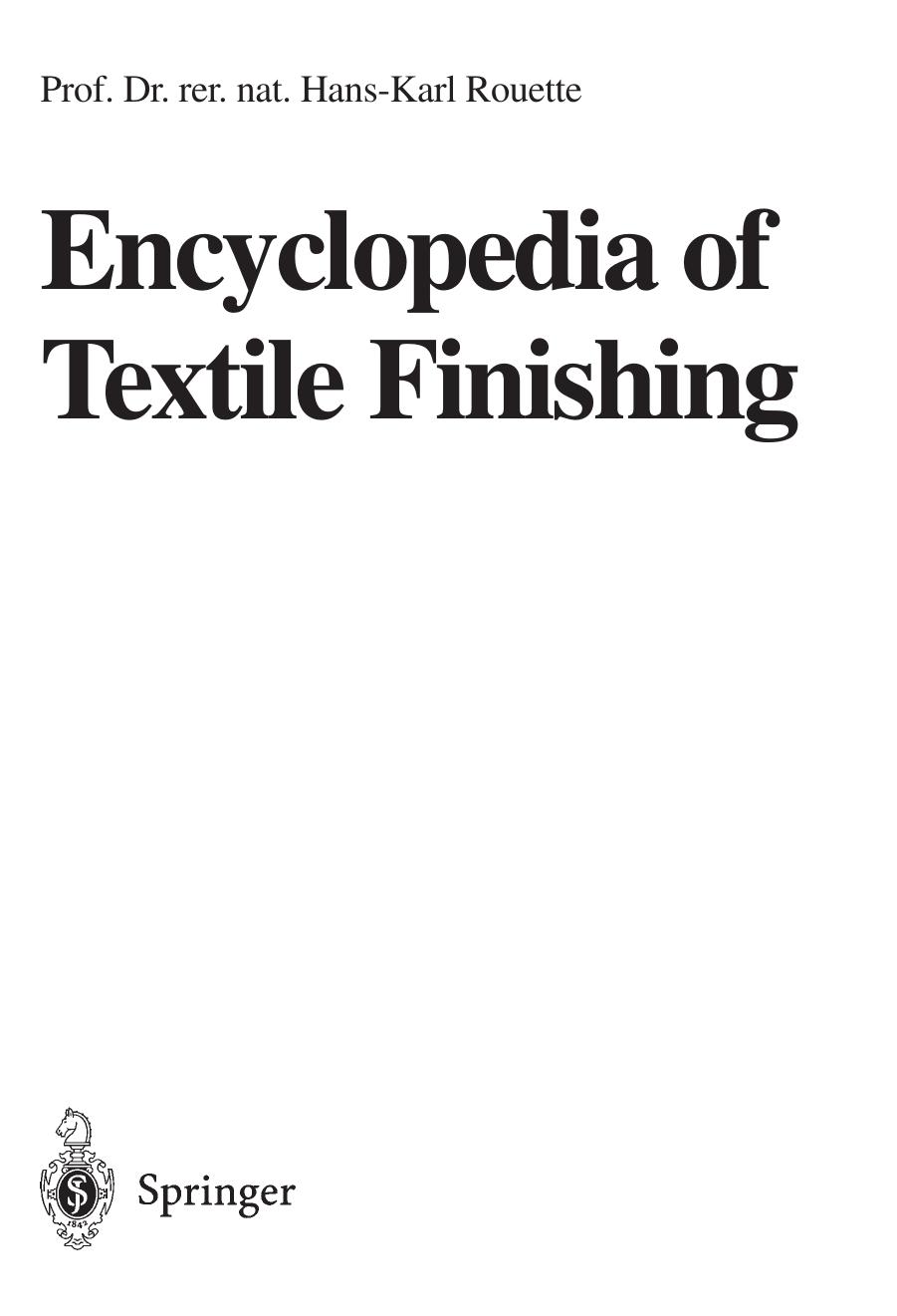 Encyclopedia of Textile Finishing by unknow