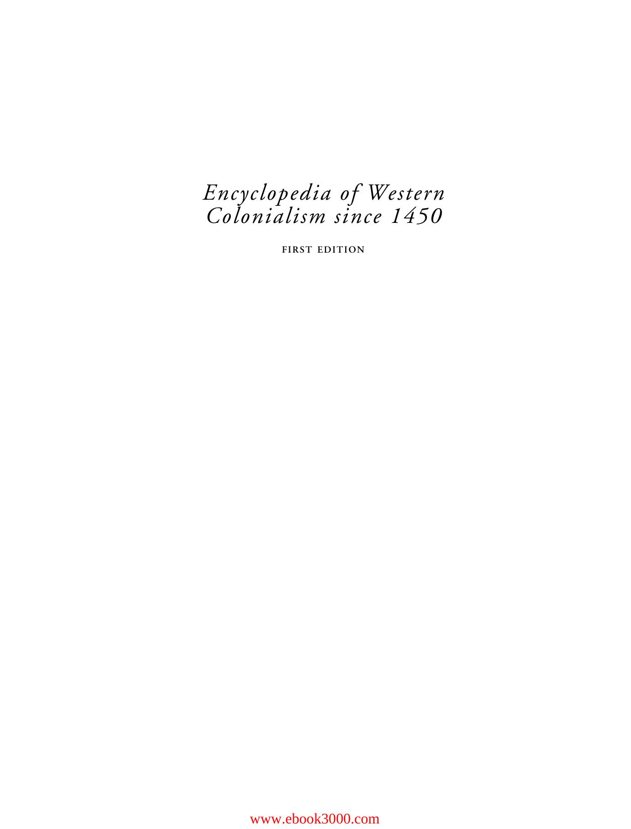 Encyclopedia of Western Colonialism Since 1450 by Unknow