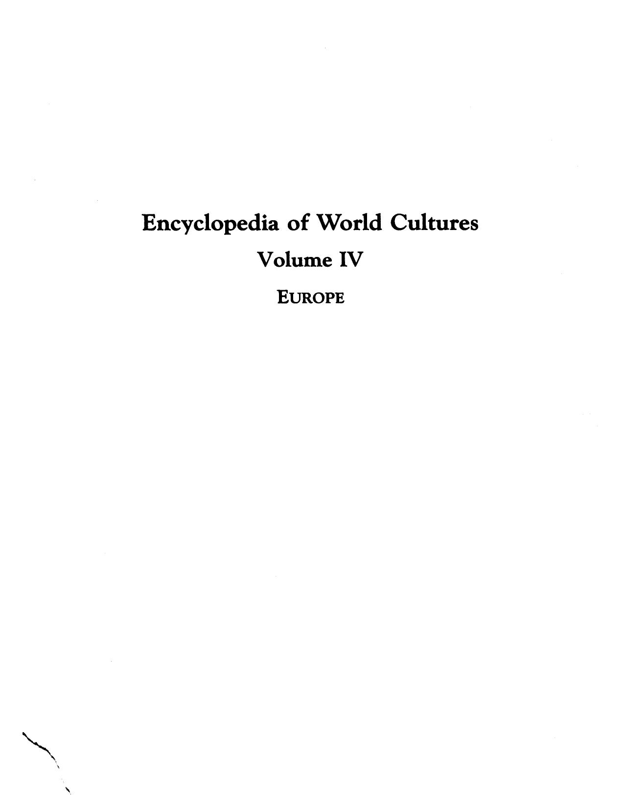 Encyclopedia of World Cultures volume 4 by Europe (1992)